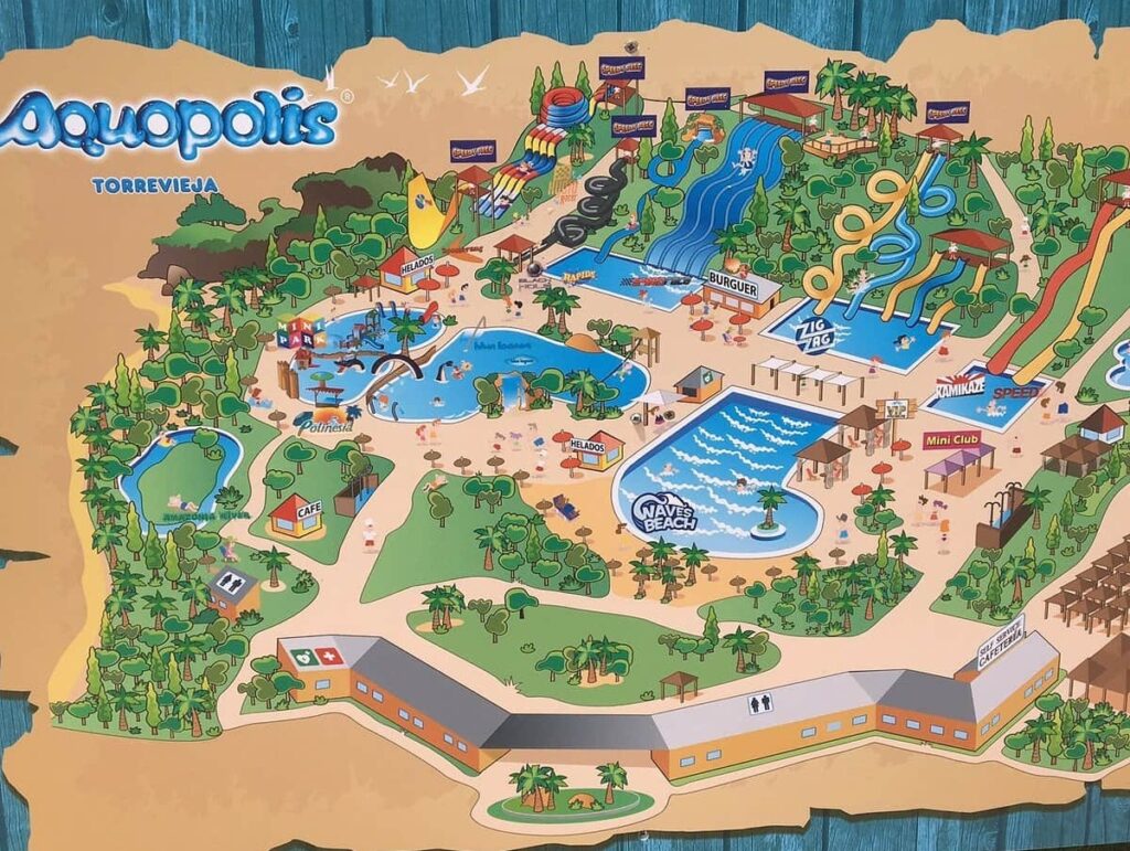 Mapa aqua parku w Torrevieja